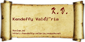 Kendeffy Valéria névjegykártya